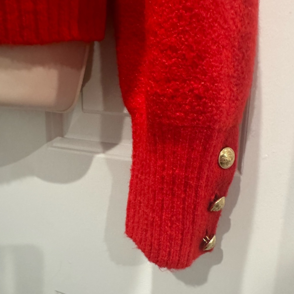J.Crew Odette Sweater Lady Jacket in Holiday Red Knit Cardigan Chanel vibes - Picture 7 of 10